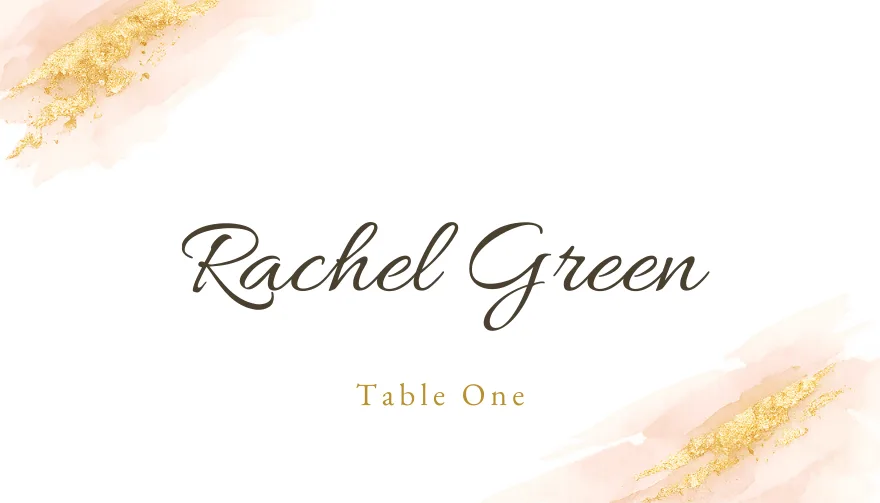 Molten Gold, a printable modern artistic gold place card template