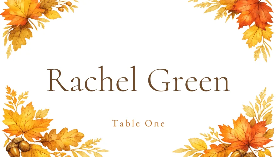 Autumn, a printable autumn fall thanksgiving place card template