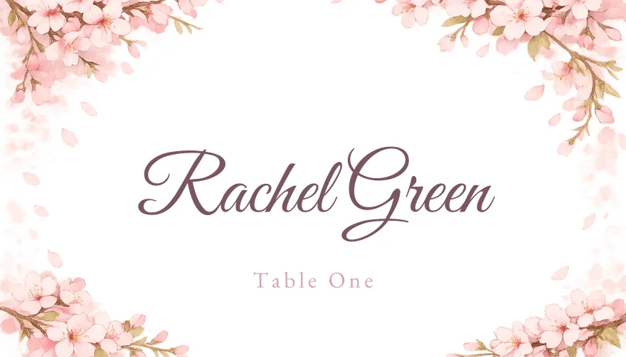 Cherry Blossom, a printable spring floral blossom place card template