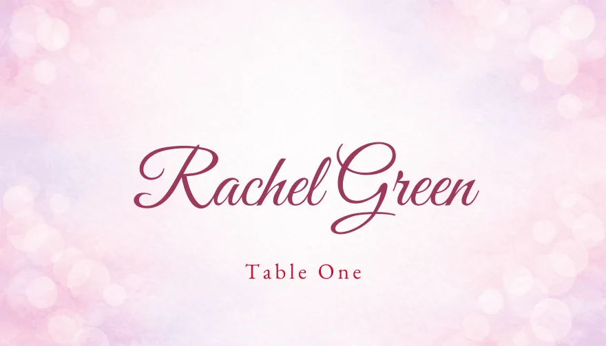 Blush Wash, a printable wedding chinese pink blush place card template