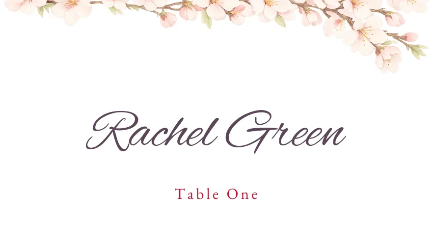 Peach Blossom, a printable wedding chinese floral blush place card template