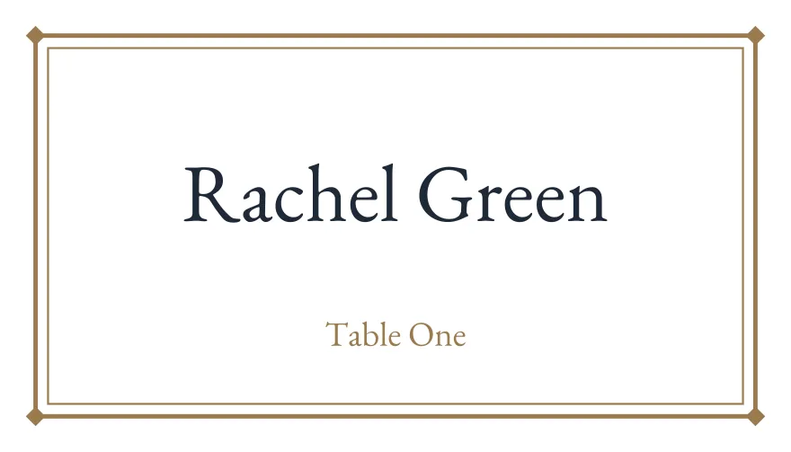 Classic Bordered Place Card, a printable classic formal place card template