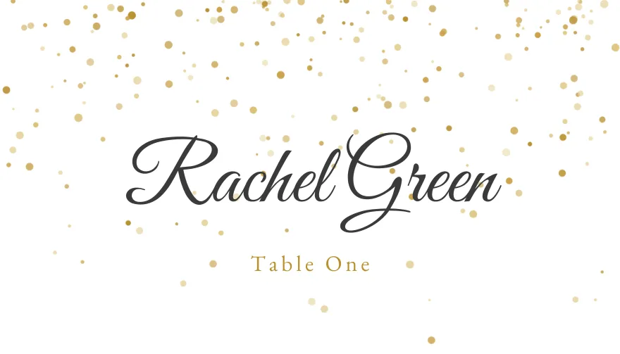 Gold Confetti, a printable party celebration gold place card template