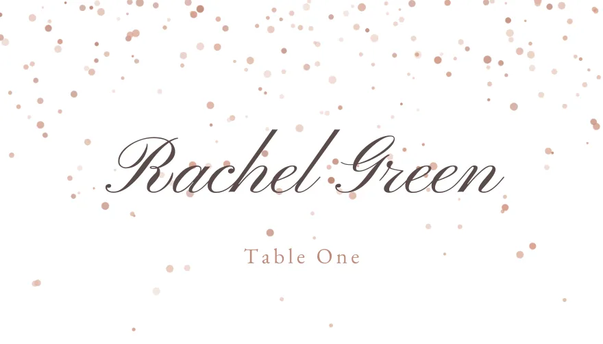 Rose Gold Confetti, a printable party celebration rose-gold place card template