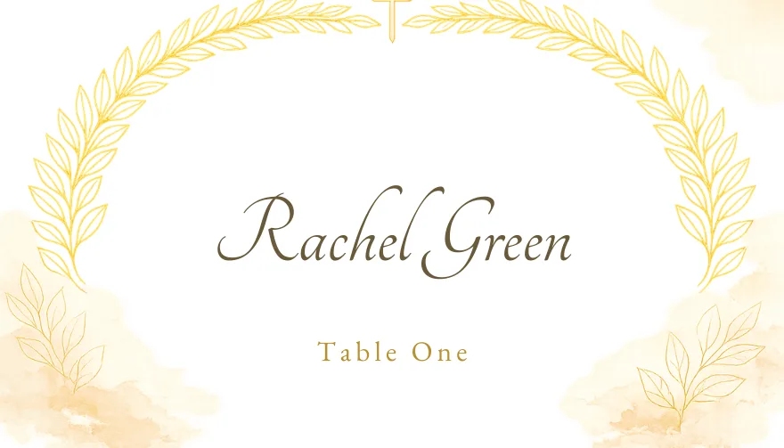 Laurel Blessing, a printable Christian cross gold ornate place card template