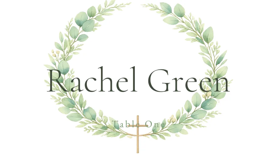 Faith Wreath, a printable Christian wreath greenery place card template
