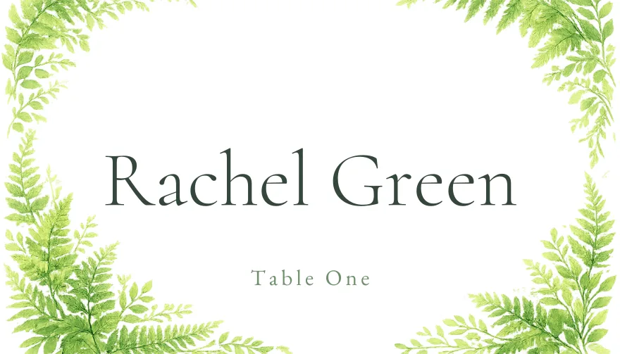Fern, a printable wedding greenery garden place card template
