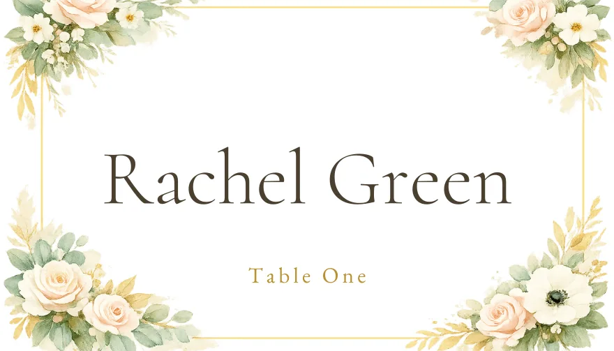 Gilded, a printable formal elegant gold place card template
