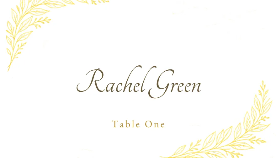 Gold Laurel, a printable wedding elegant gold place card template
