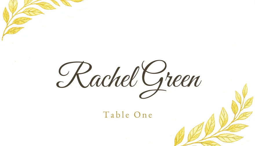 Gold Leaf, a printable wedding elegant gold place card template
