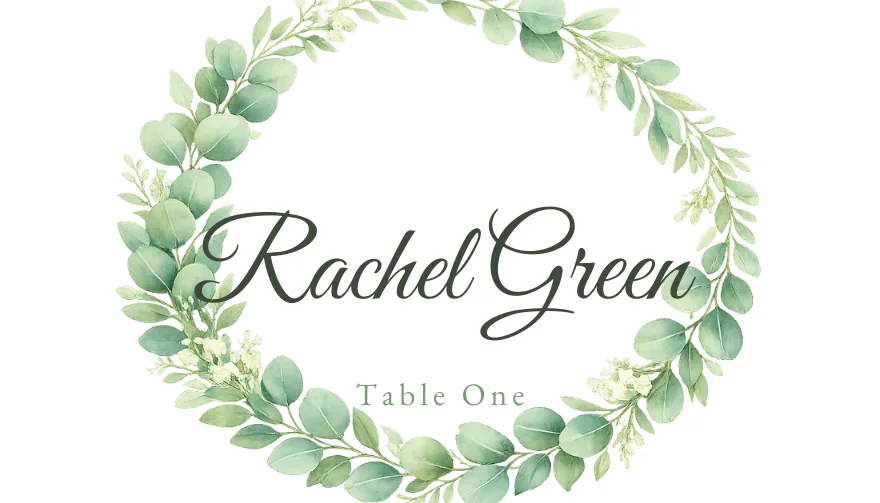 Greenery Wreath, a printable wedding greenery wreath place card template
