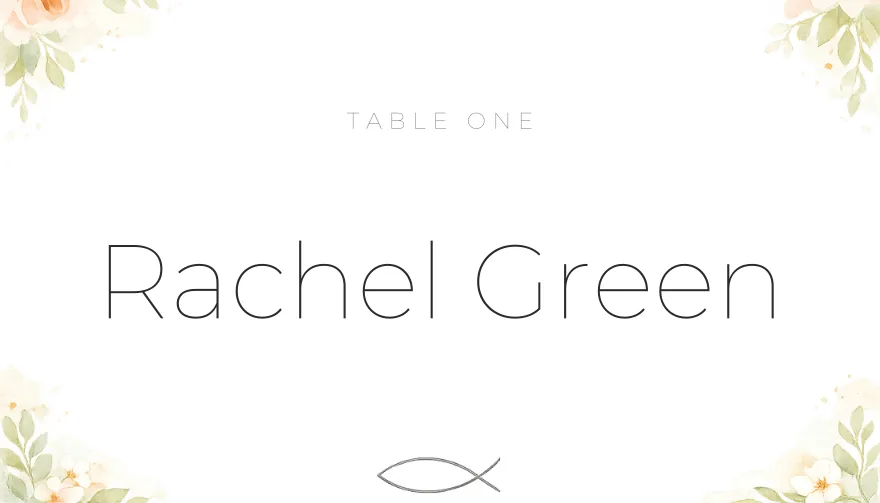 Ichthys, a printable Christian minimal modern place card template