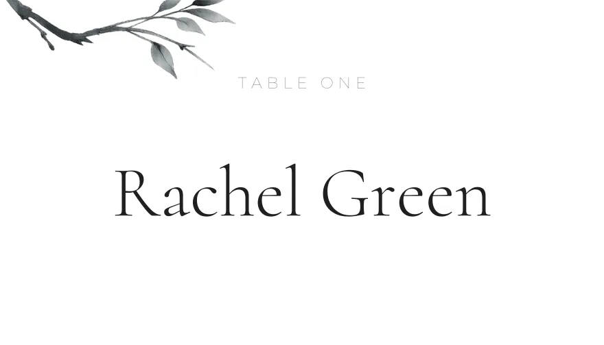Ink Branch, a printable modern minimal artistic place card template