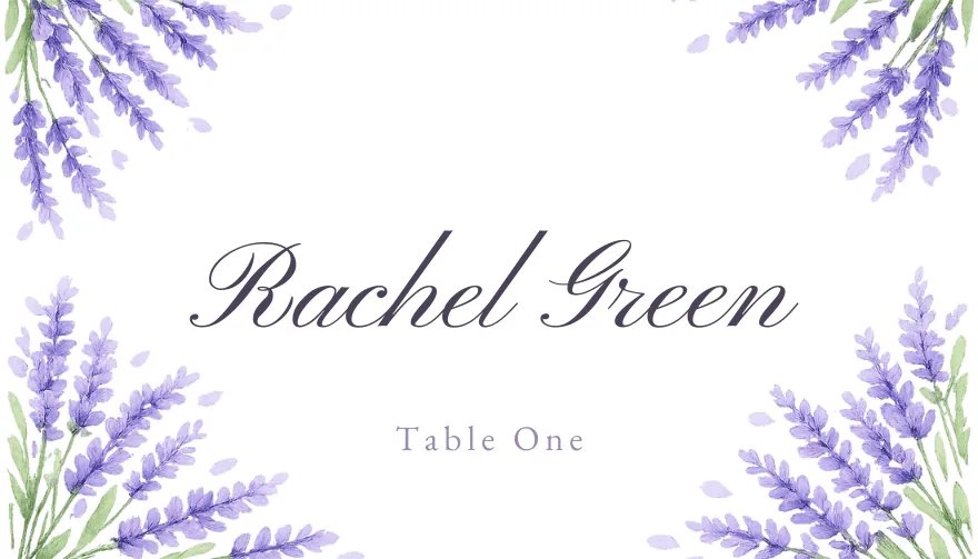 Lavender, a printable wedding floral lavender place card template