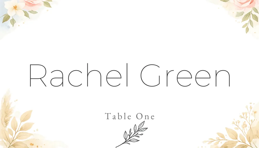 Minimal Sprig, a printable modern minimal line-art place card template