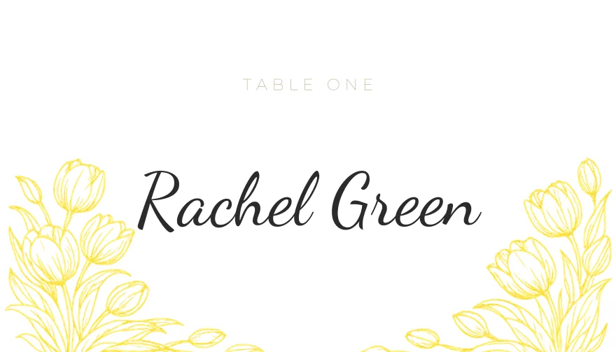 Line Tulip, a printable wedding modern line-art place card template