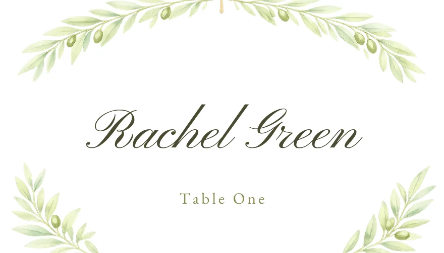 Grace, a printable Christian cross greenery place card template