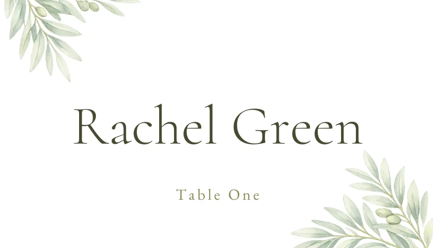 Olive Grove, a printable wedding greenery olive place card template