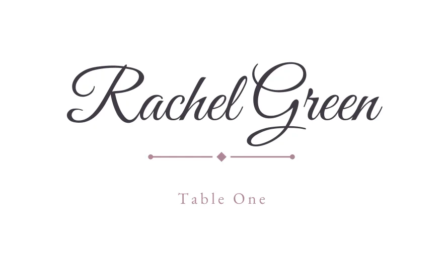 Script Elegance, a printable romantic elegant place card template