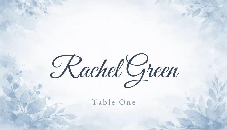 Dusty Blue Cloud, a printable wedding coastal blue place card template