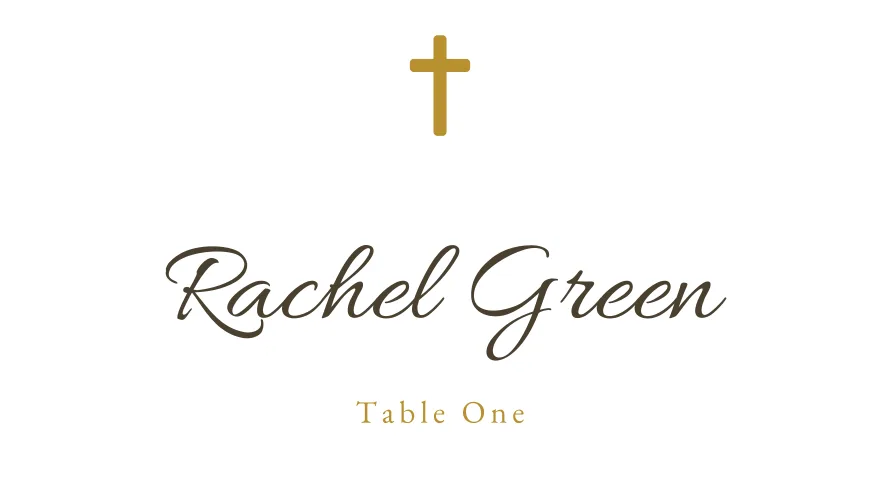 Gilded Cross, a printable Christian cross gold place card template