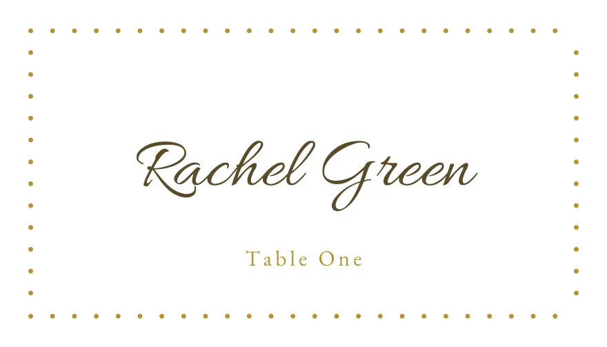 Gold Dots, a printable elegant gold simple place card template