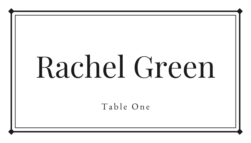 Onyx, a printable formal modern black place card template
