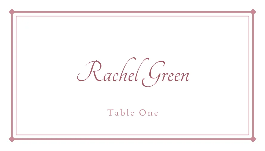 Rosé Frame, a printable romantic blush classic place card template