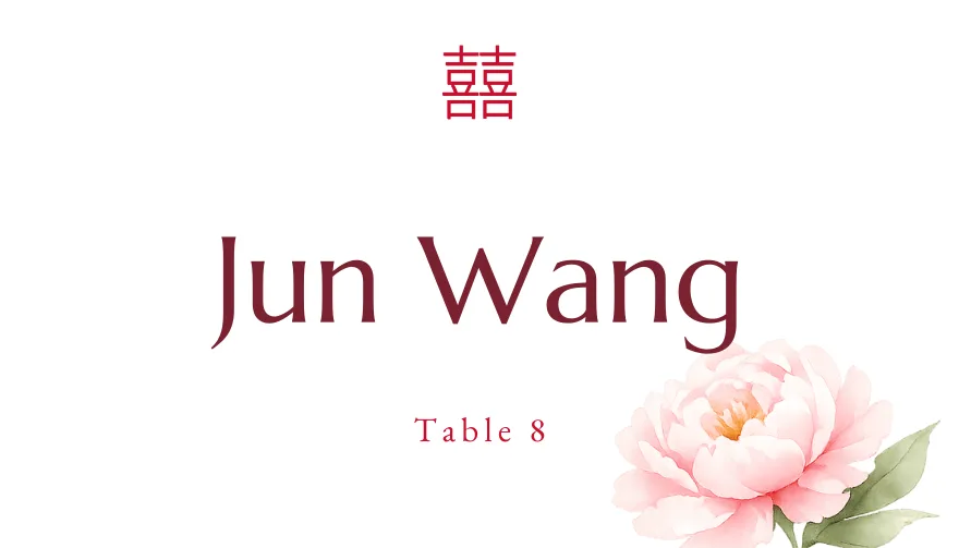 Peony, a chinese wedding place card