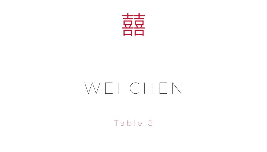 Double Joy, a chinese wedding place card